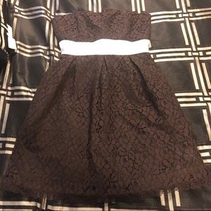 Studio Y Brown Lace Strapless Dress